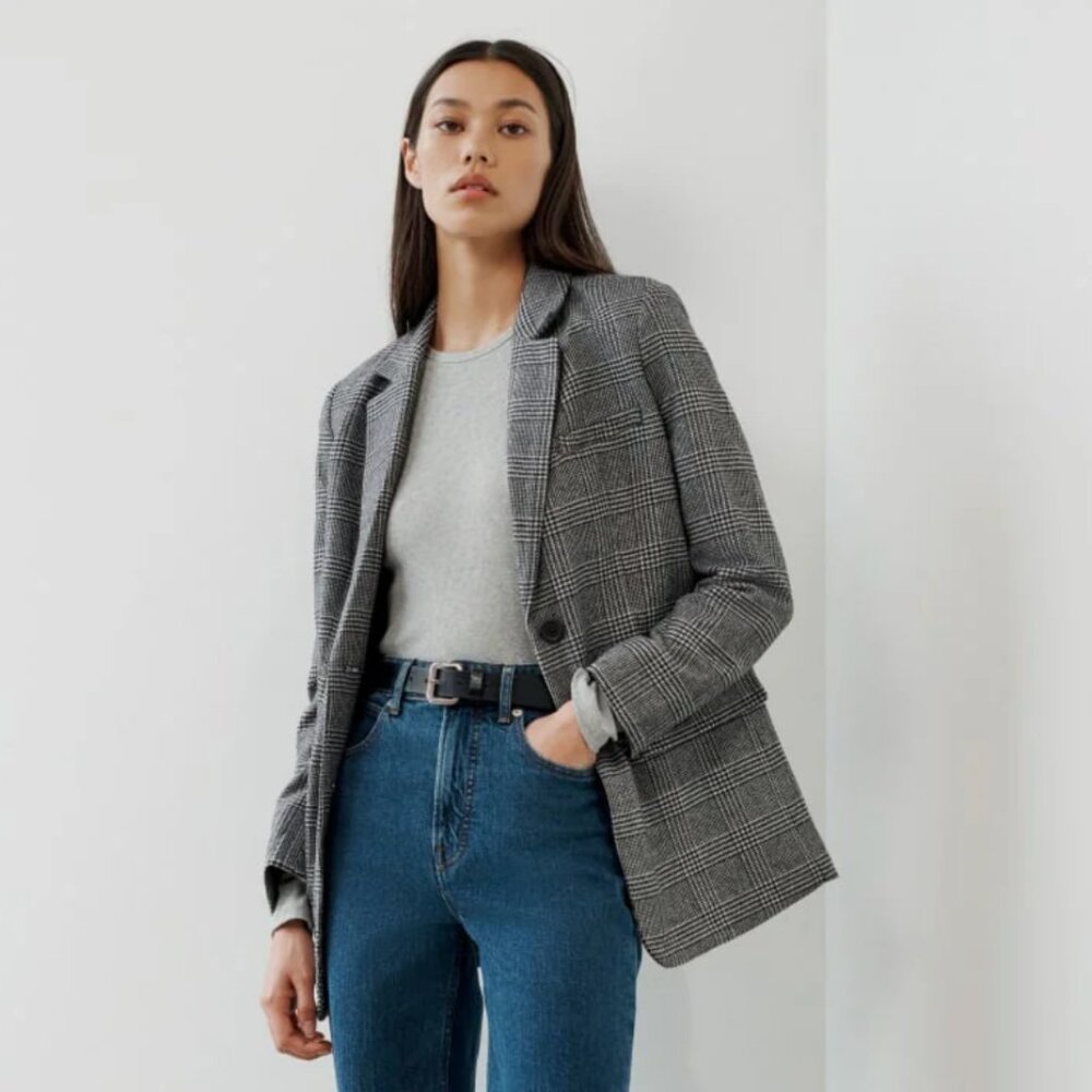 Everlane The Oversized Blazer in wool - Glen Plaid